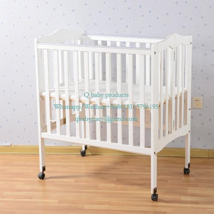 hot sale safety hotel folding baby crib 131 in white color, easy
