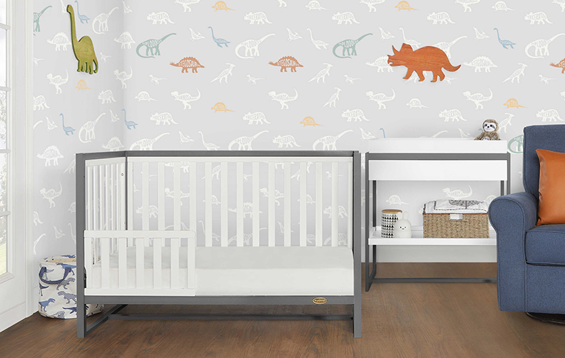 Full size crib F-140 - grey&white